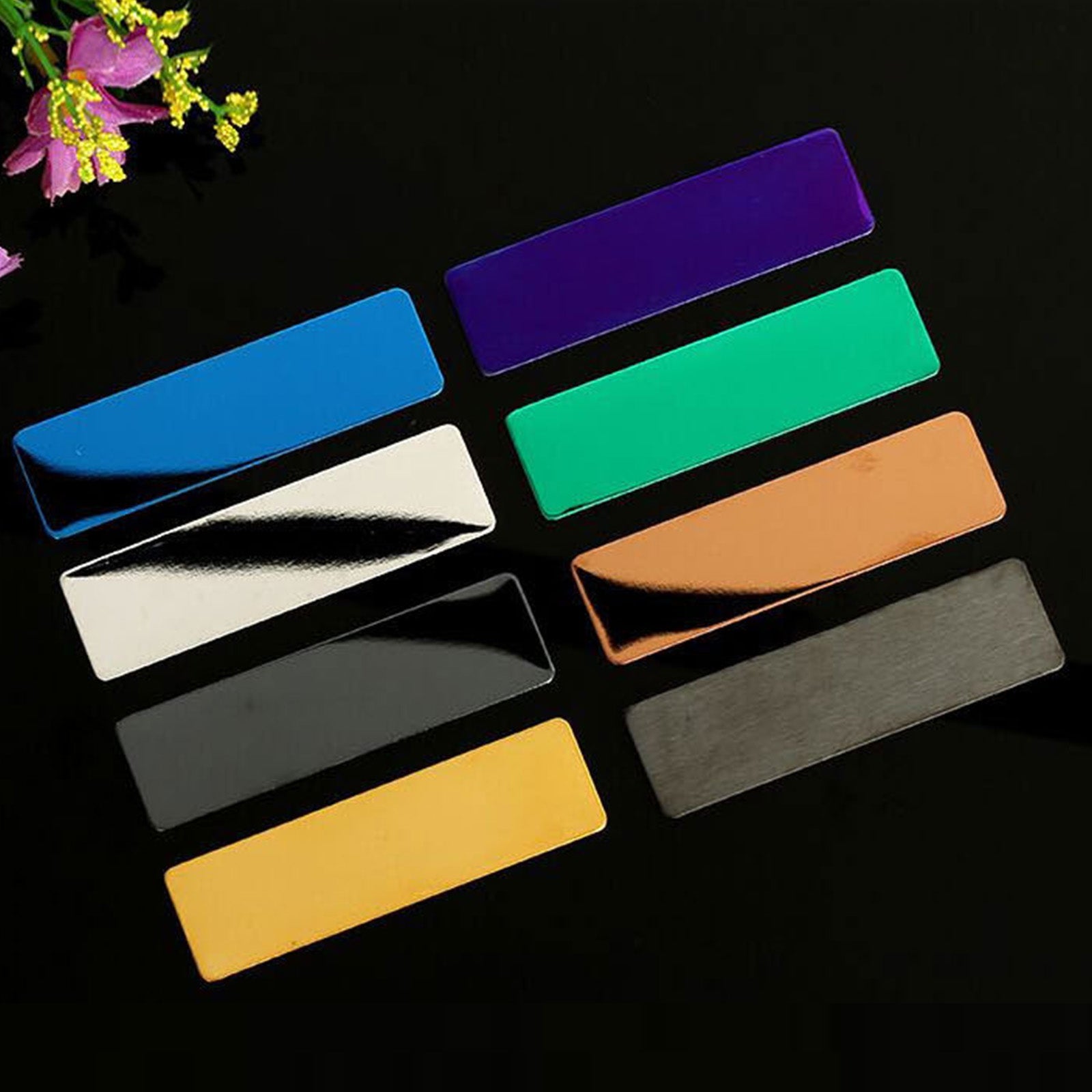 Stainless Steel Name Tags for Laser Engraving - Pack of 4 Colors and 20 Packs Stainless Steel Name Tags for Laser Engraving - Pack of 4 Colors and 20 Packs