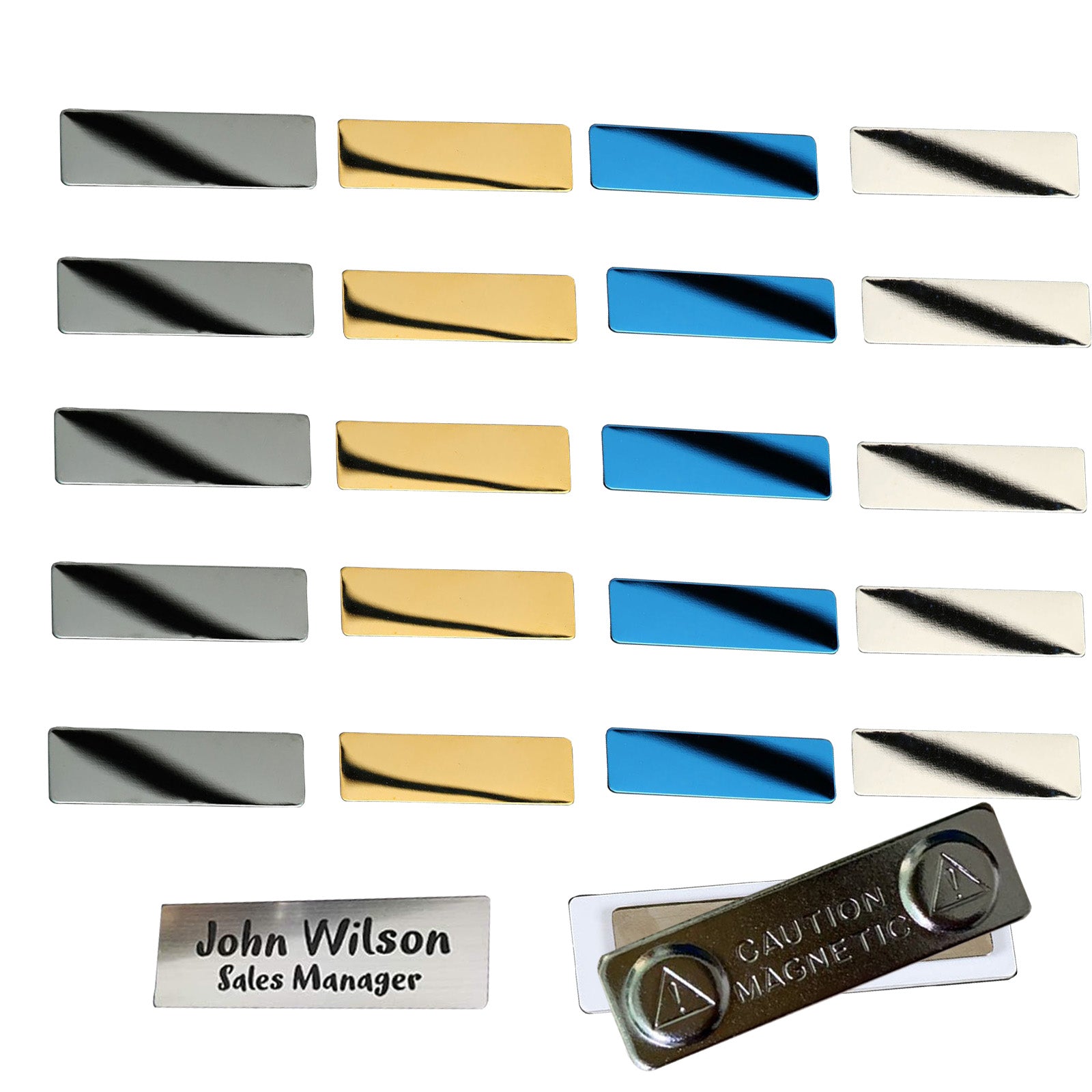 Stainless Steel Name Tags for Laser Engraving - Pack of 4 Colors and 20 Packs Stainless Steel Name Tags for Laser Engraving - Pack of 4 Colors and 20 Packs
