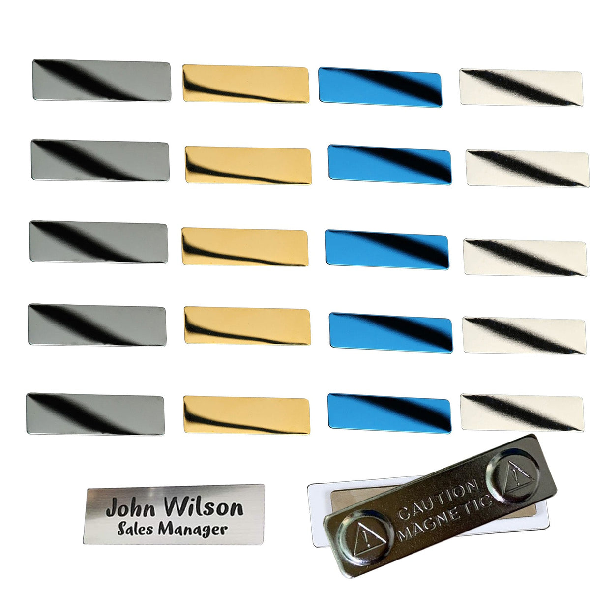 Stainless Steel Name Tags for Laser Engraving - Pack of 4 Colors and 20 Packs