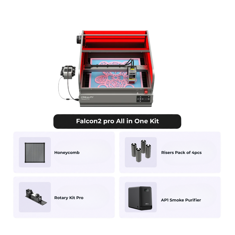 Falcon2 Pro 60W Enclosed Laser Engraver and Cutter All in One Kit