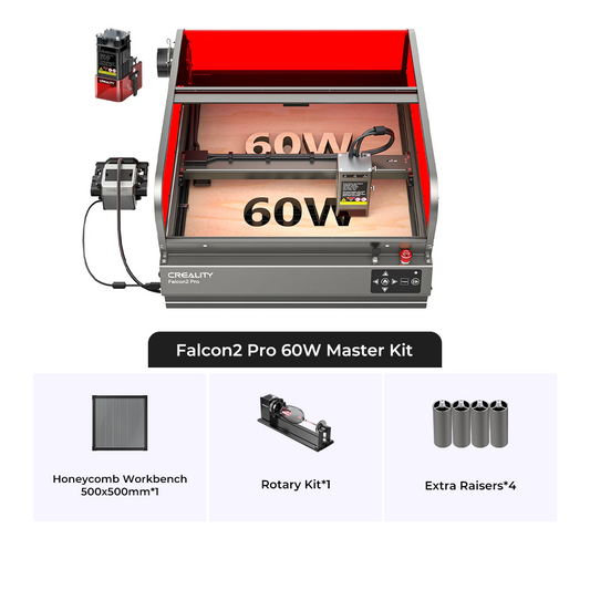 Falcon2 Pro 60W Enclosed Pro Safe Laser Cutter and Engraver Master Kits 1000