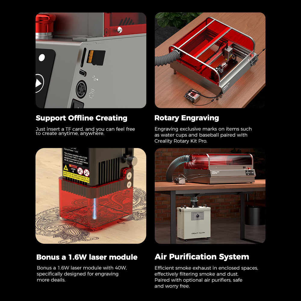 Creality Falcon2 Pro 40W Enclosed Laser Engraver and Cutter Creative Kit