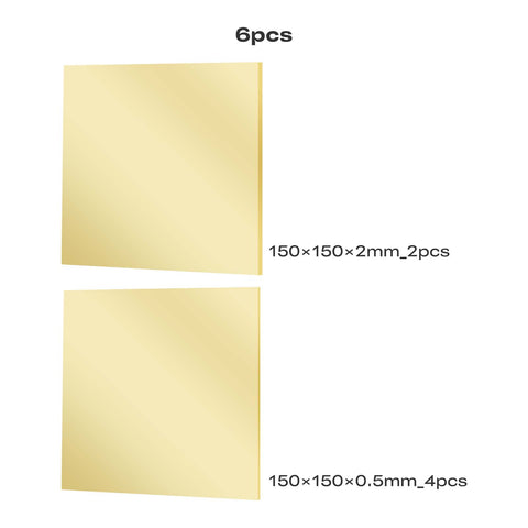 6Pcs Brass Sheet Thick 6" x 6" 14/24 Gauge(2mm/0.5mm)