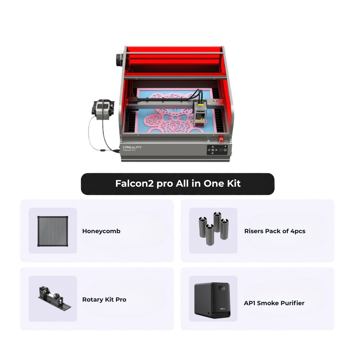 Falcon2 Pro 60W Enclosed Laser Engraver and Cutter All in One Kit