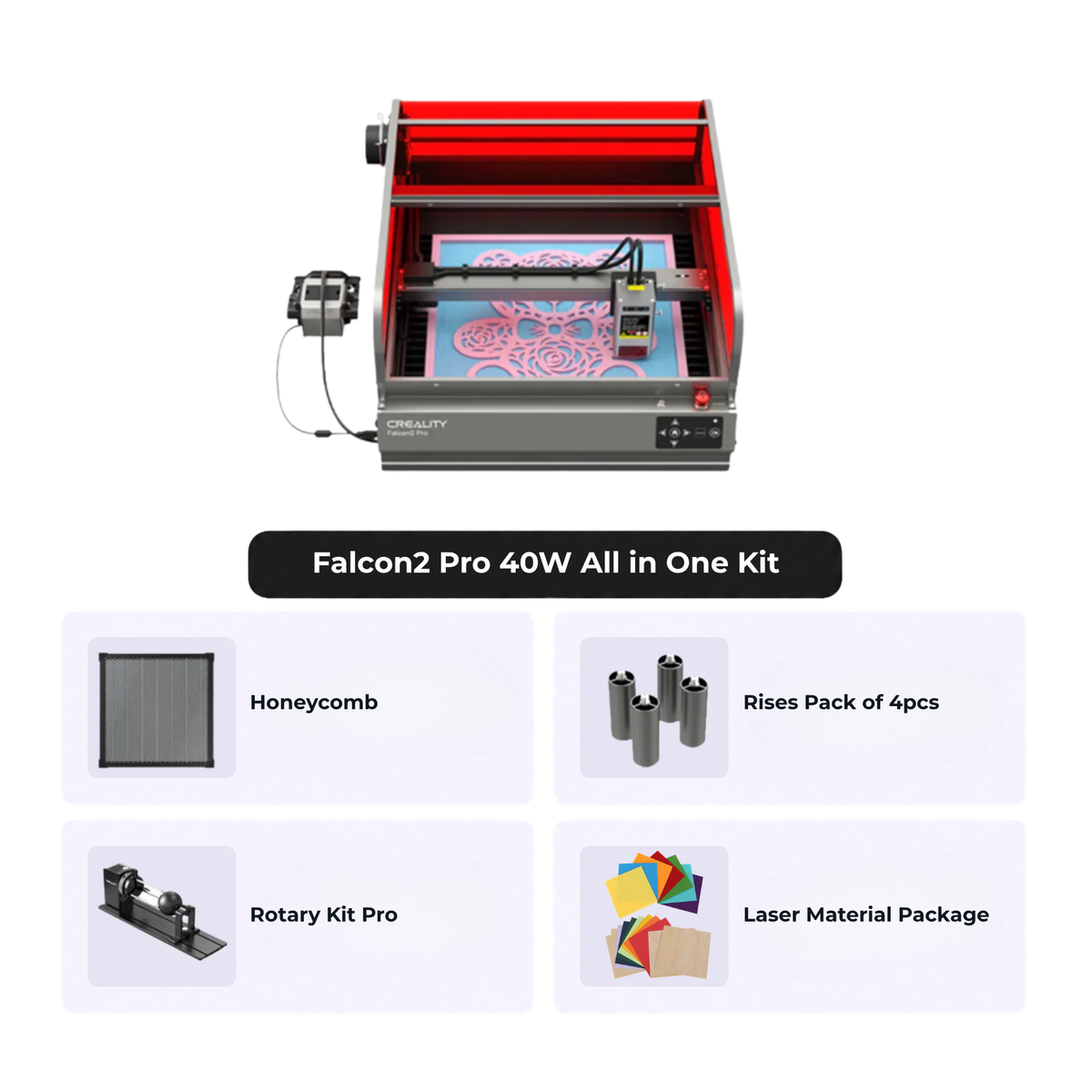 Creality Falcon2 Pro 40W Enclosed Laser Engraver and Cutter All in One Kit