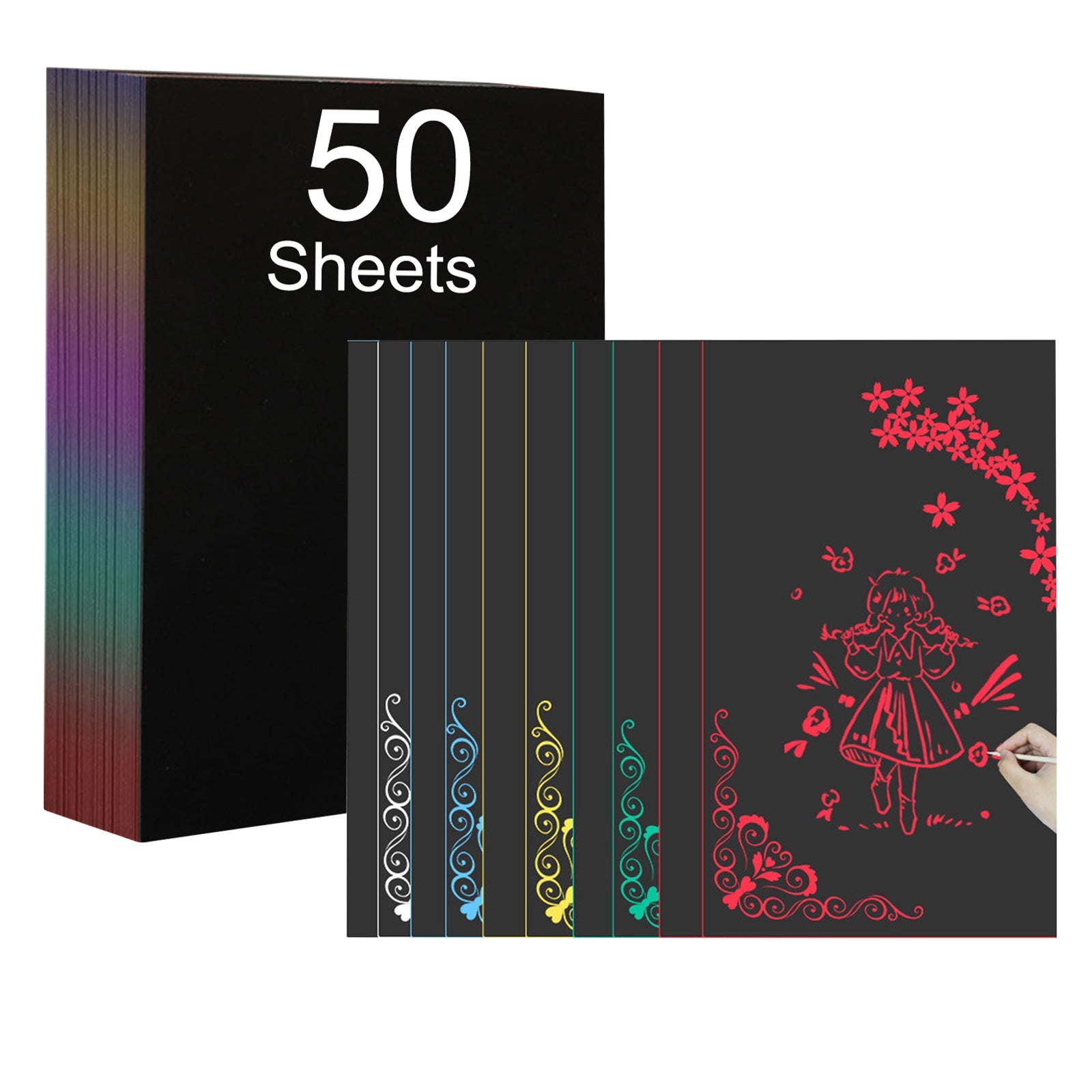 A4 Scratch Paper for Laser Engraving - Pack of 5 Colors and 50 Sheets