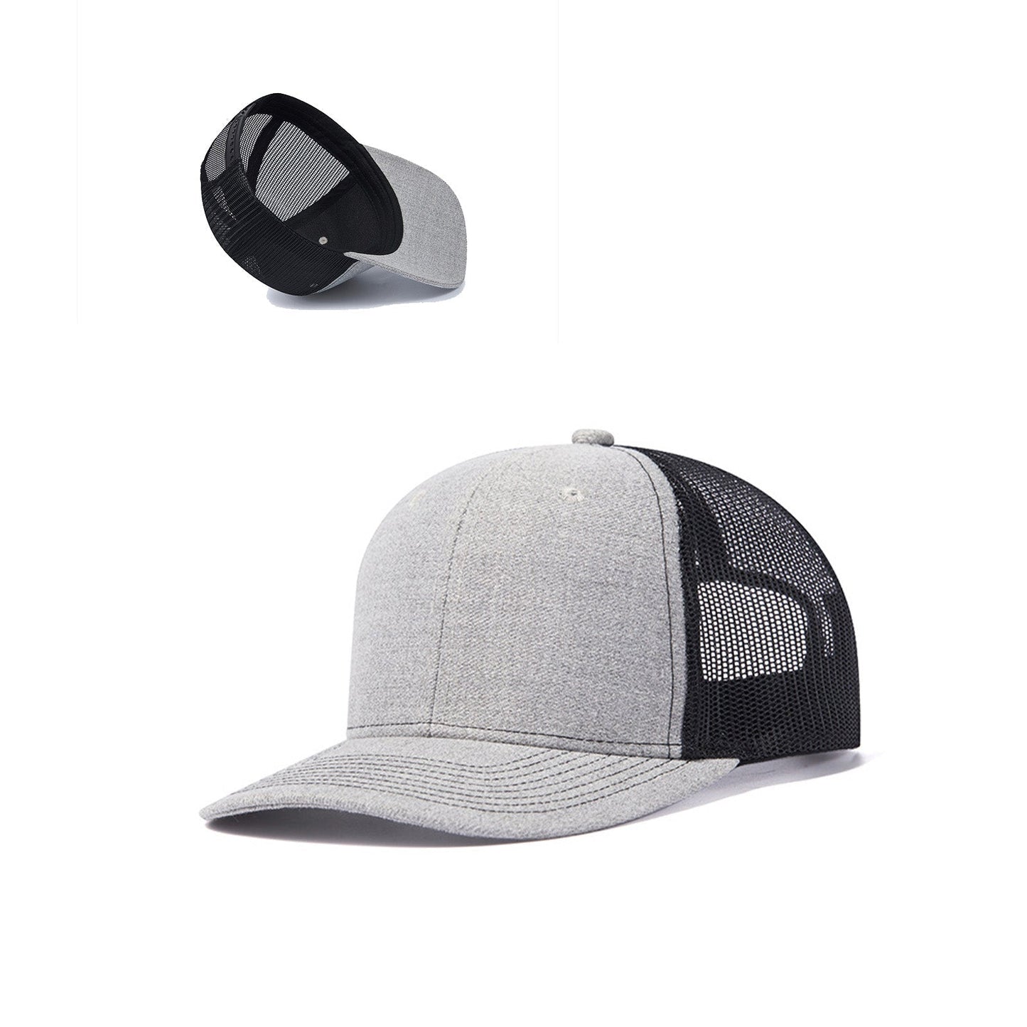 2 pcs Adjustable Mesh Trucker Hat with 4pcs Cap Stickers for Engraving