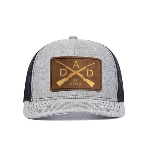 2 pcs Adjustable Men Mesh Trucker Hat with 4pcs Self-adhesive Cap Stickers for Laser Engraving