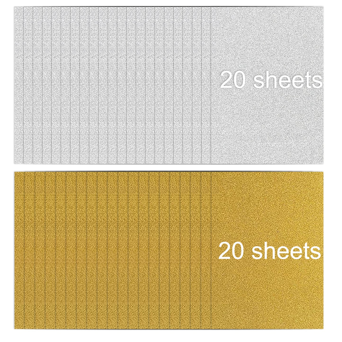 A4 Gold and Silver Self-Adhesive Glitter Cardstock Paper for Laser Engraving - 40 Sheets