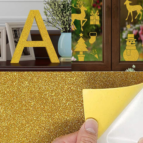 A4 Gold and Silver Self-Adhesive Glitter Cardstock Paper for Laser Engraving - 40 Sheets